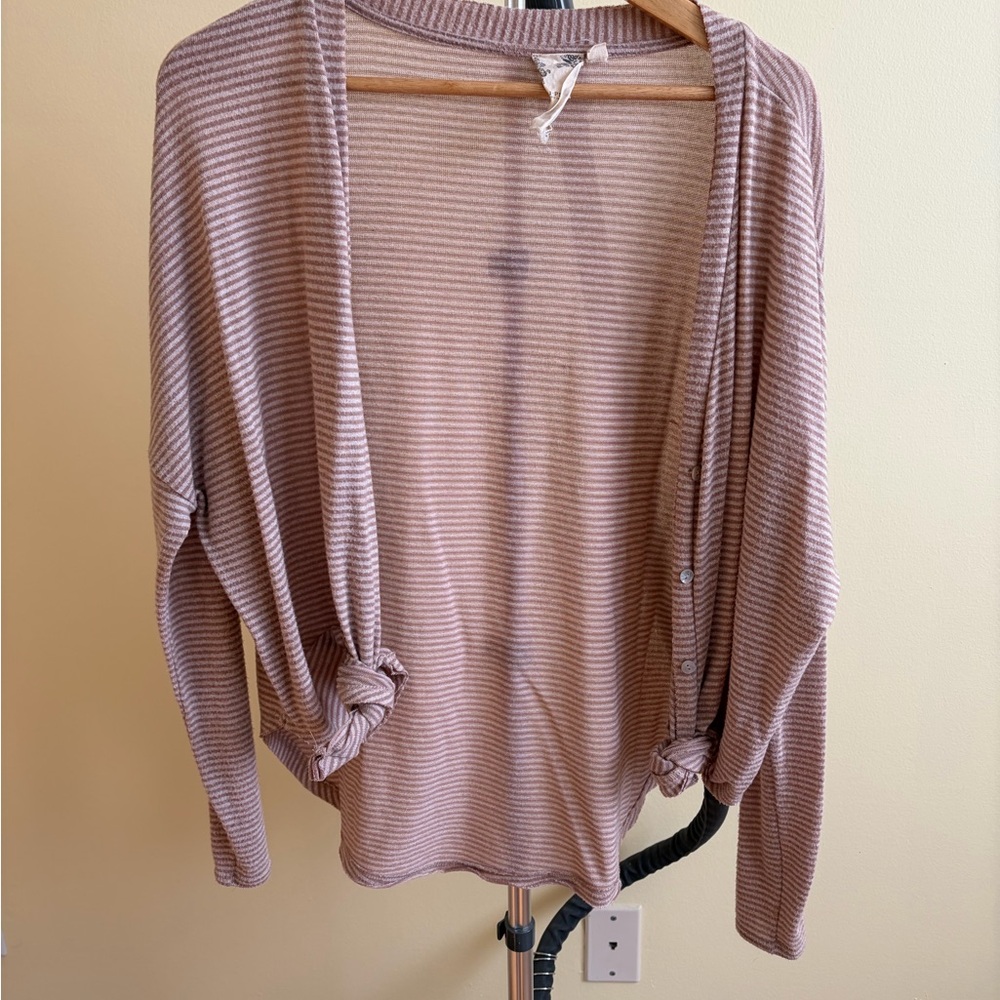 Blu Pepper Taupe Striped Cardigan